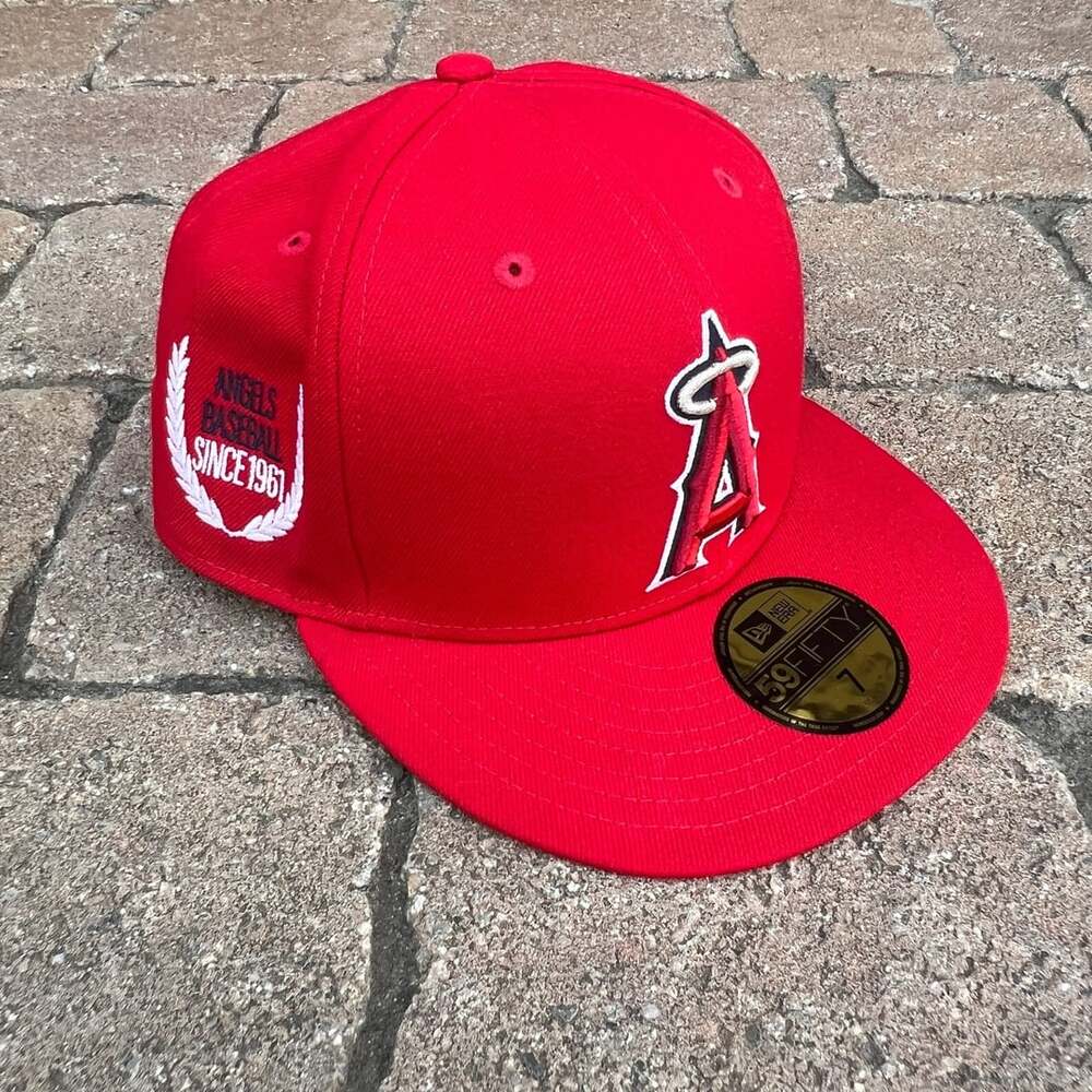 New Era Los Angeles Angels Baseball Since 1961 59FIFTY Fitted Hat Sz 7 Red Camo